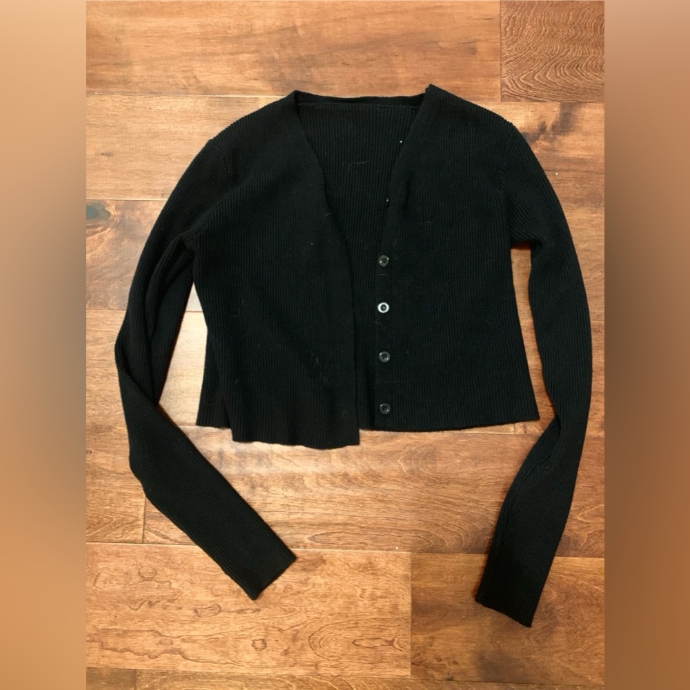 Cropped button up sweater cardigan